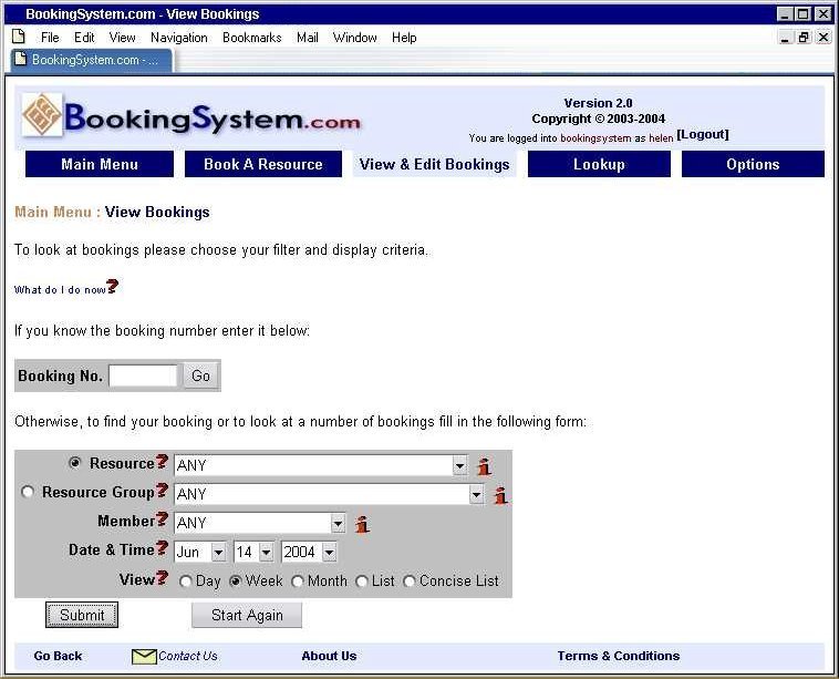 View Bookings Demo (-13507884K)